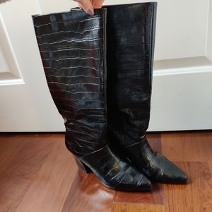 MANGO Crocodile Back Knee Boots